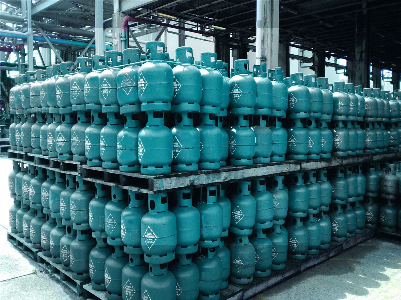 LPG cylinders stacked in an IP&E GBA facility